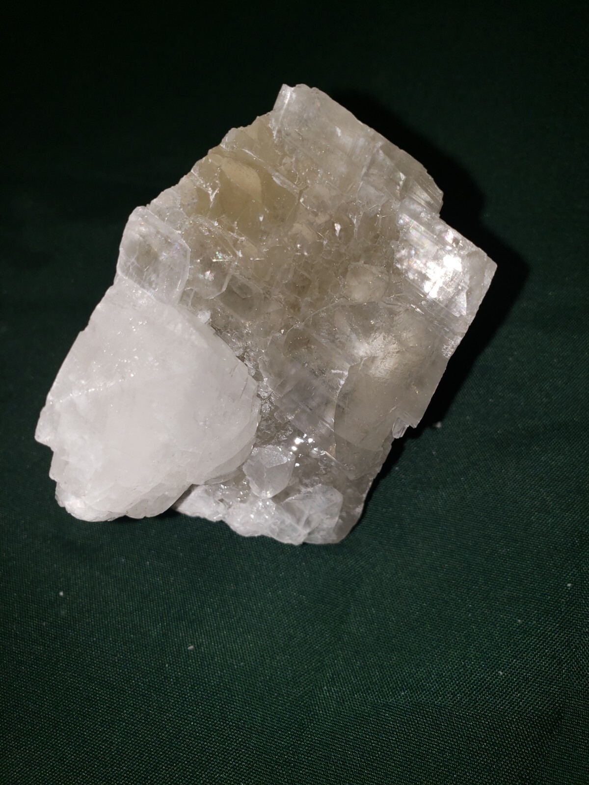 Large Calcite Crystal Yellow/White/Clear with rainbow hues 2.6 oz