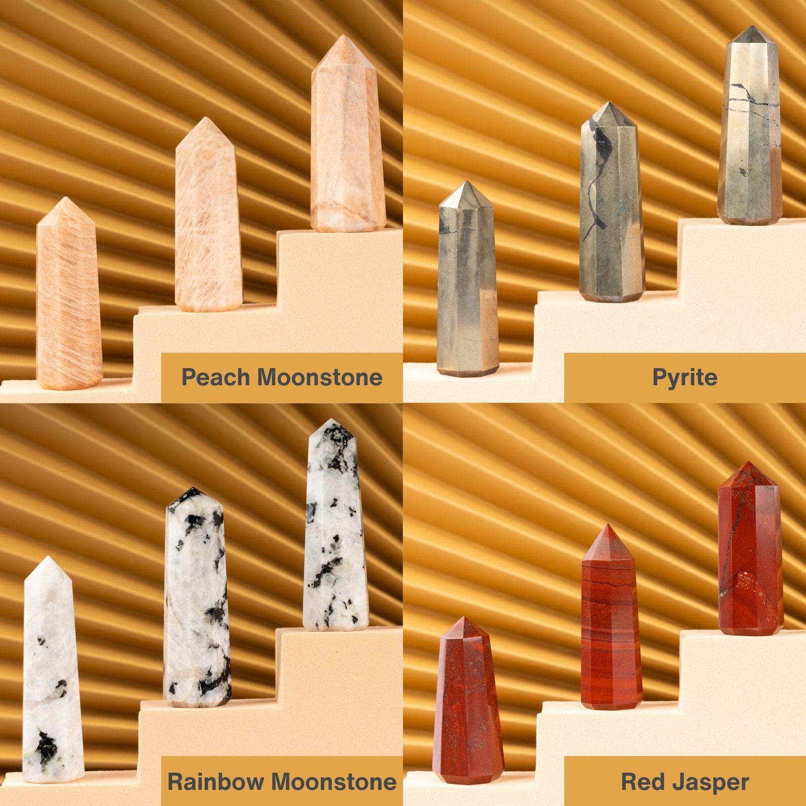 Obelisk Crystal Tower Point, Polished Healing Stone, Crystal Decor Gift, 38 Type