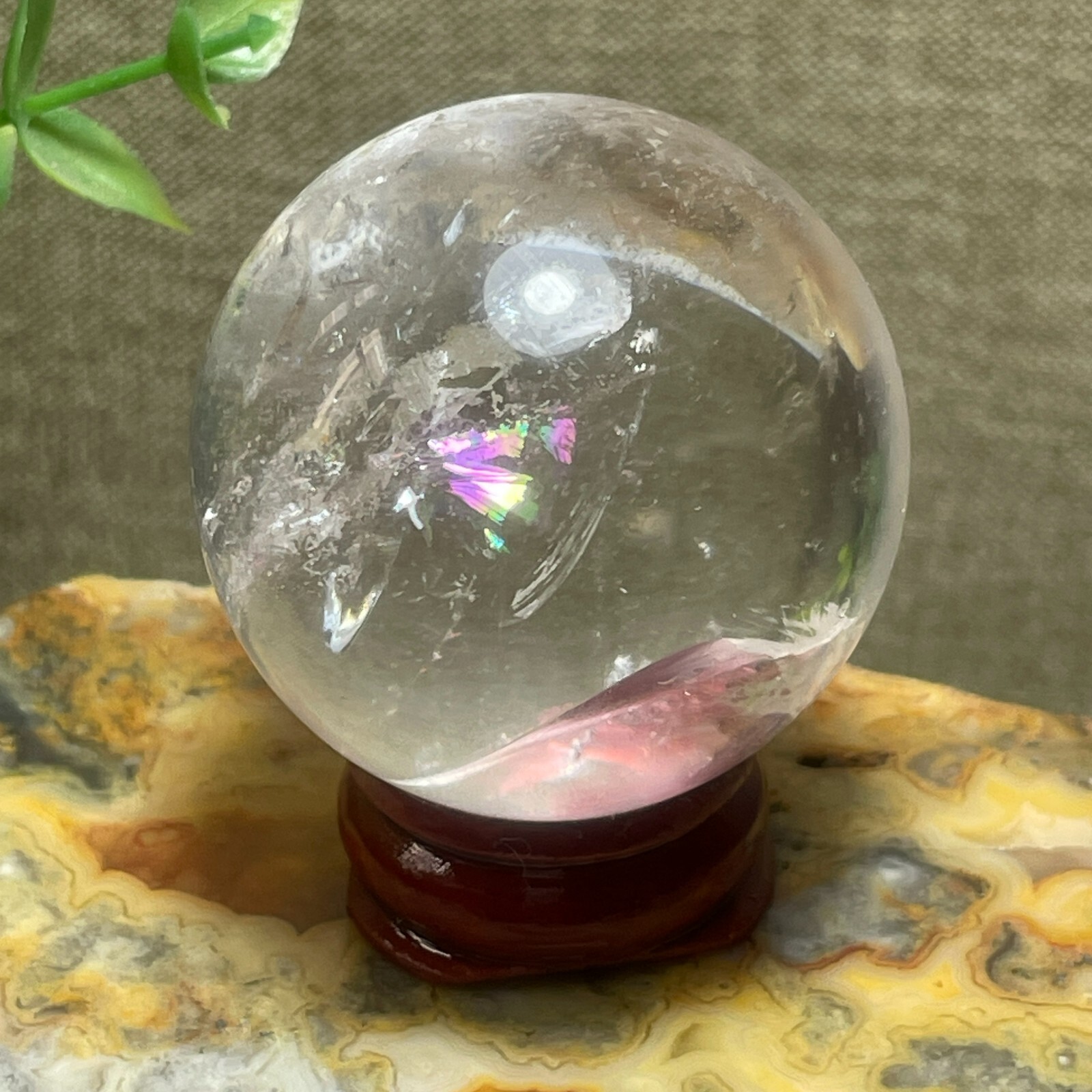 rainbow White Clear stone Sphere Ball Healing original stone 39mm A10