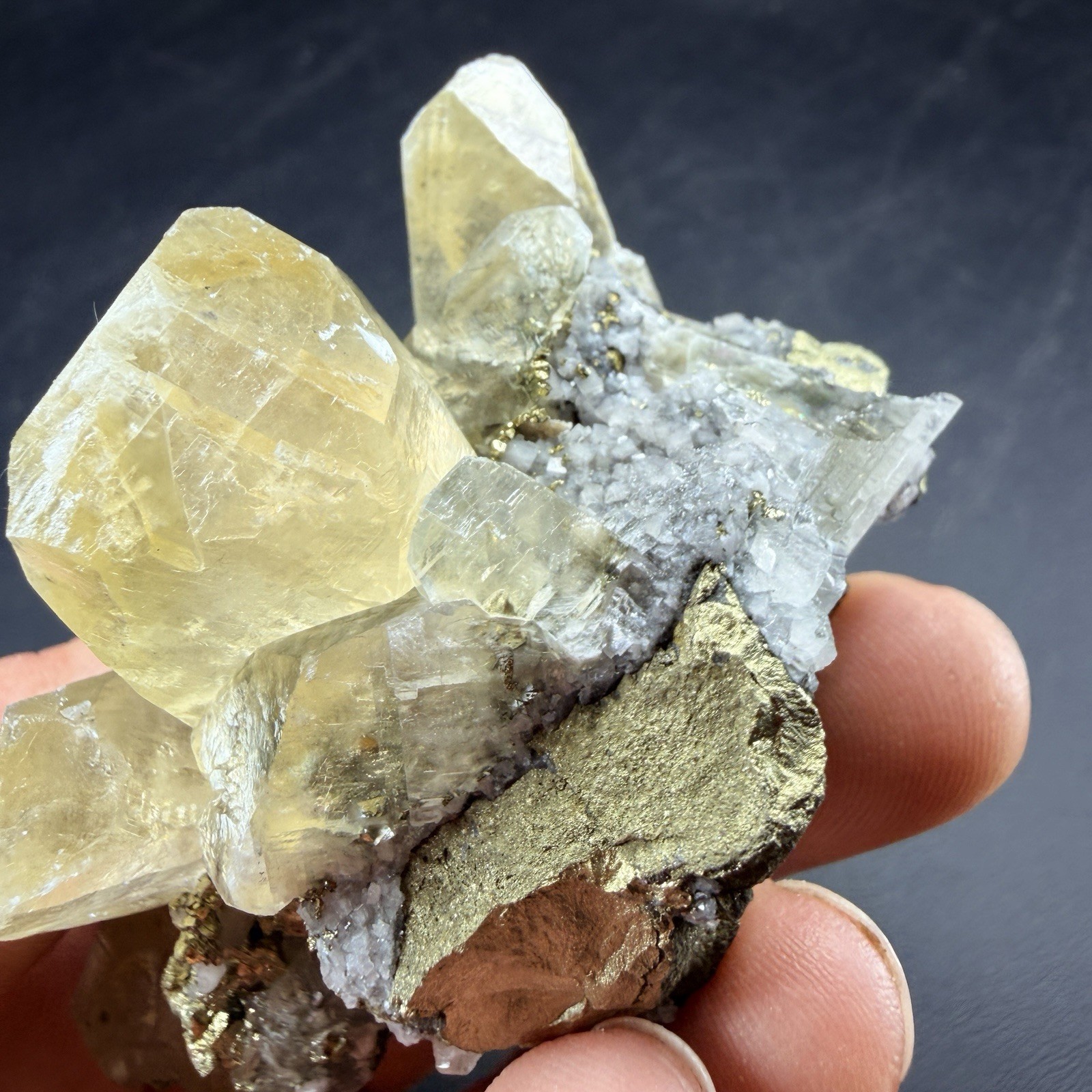 Golden Calcite Chalcopyrite Dolomite Crystal Combo / Sweetwater Mine *Video*