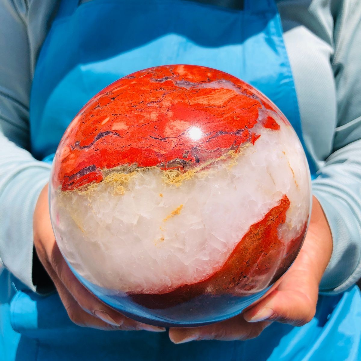 5.96LB Natural red jade ball quartz crystal ball, spiritual energy healing