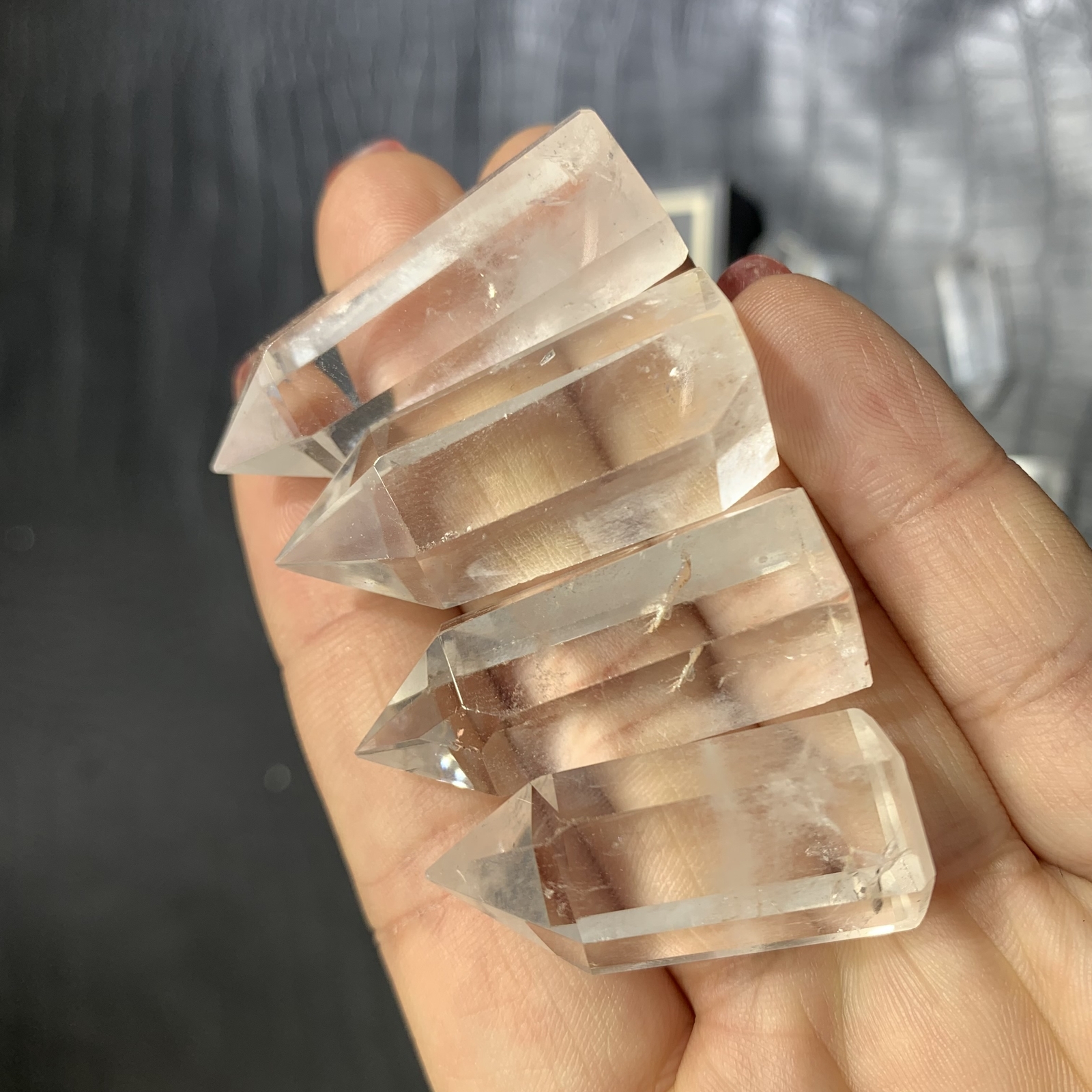 20pc natural mini clear quartz obelisk crystal wand point healing random