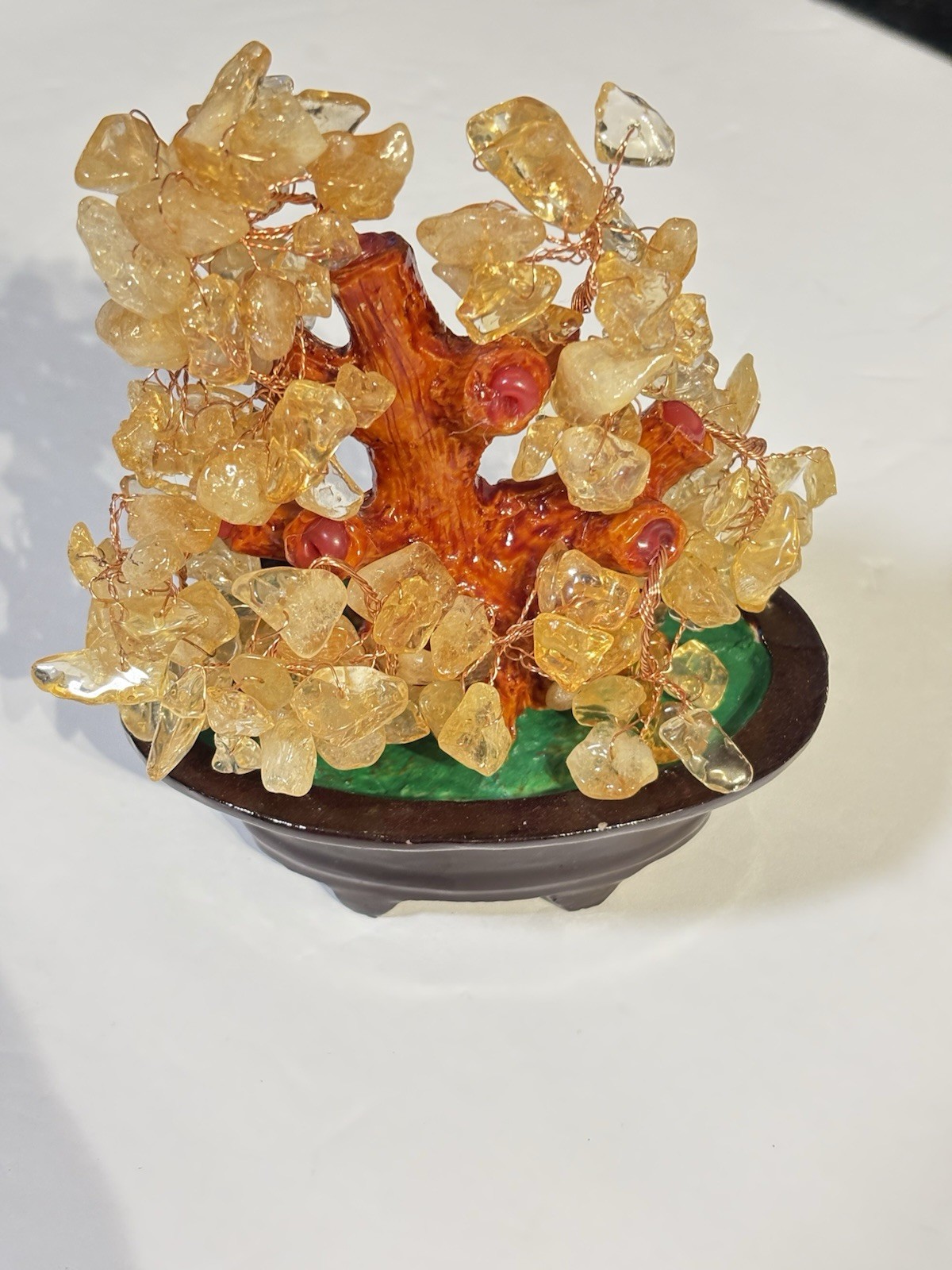 Citrine Crystal Tree Feng Shui Money Tree Gemstone Bonsai Wealth Decor 6in