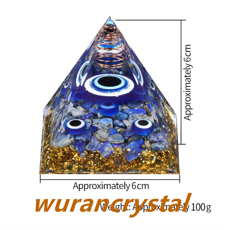 1pc natural Lapis lazuli quartz crystal pyramid resin point energy Reiki healing