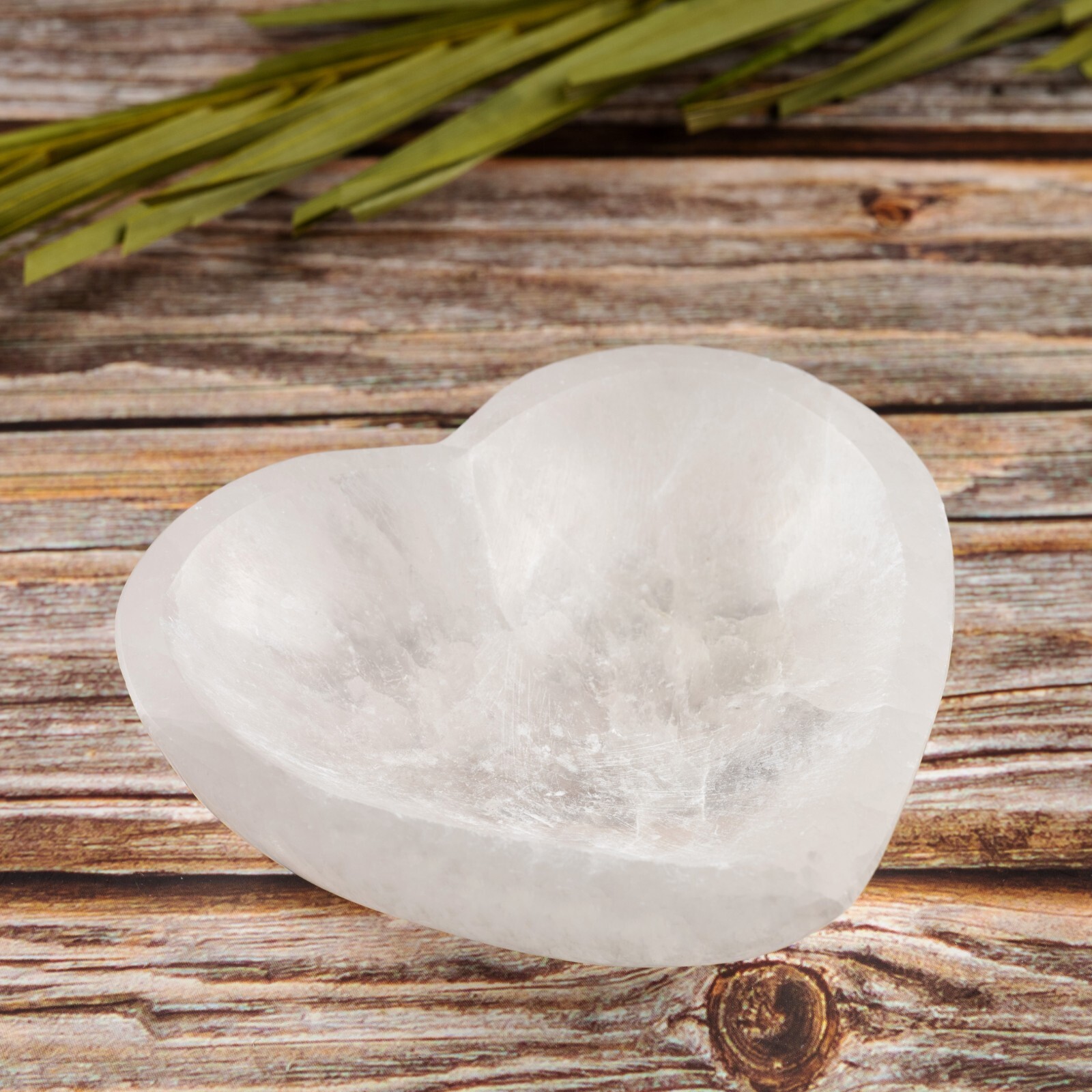 4″ Heart Selenite Bowl with Amethyst Necklace – Crystal Bowl to Cleanse & Charge