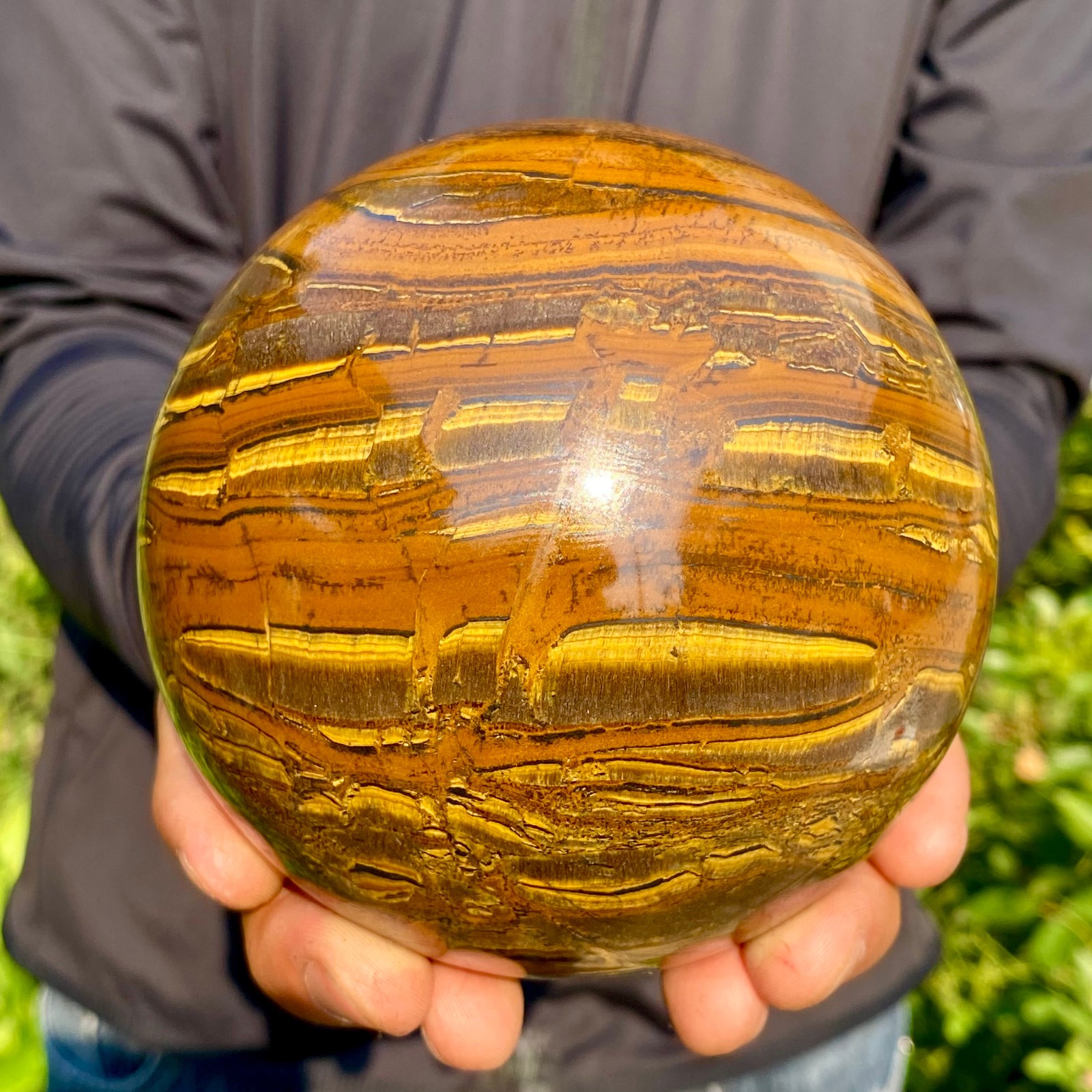 4.47LB Large Natural Tiger’s Eye Ball Quartz Crystal Sphere Gem Healing Décor