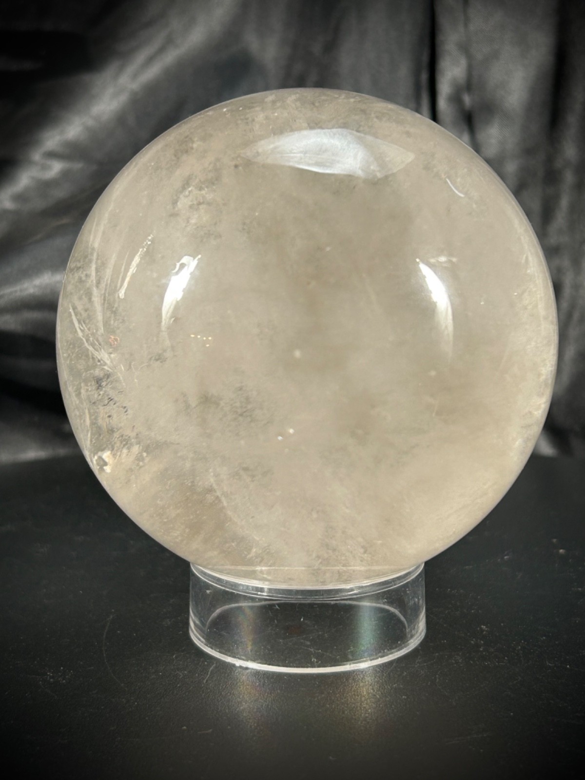 3.5″ Clear Quartz Sphere With Acrylic Stand 2lb 3.2oz (1kg)