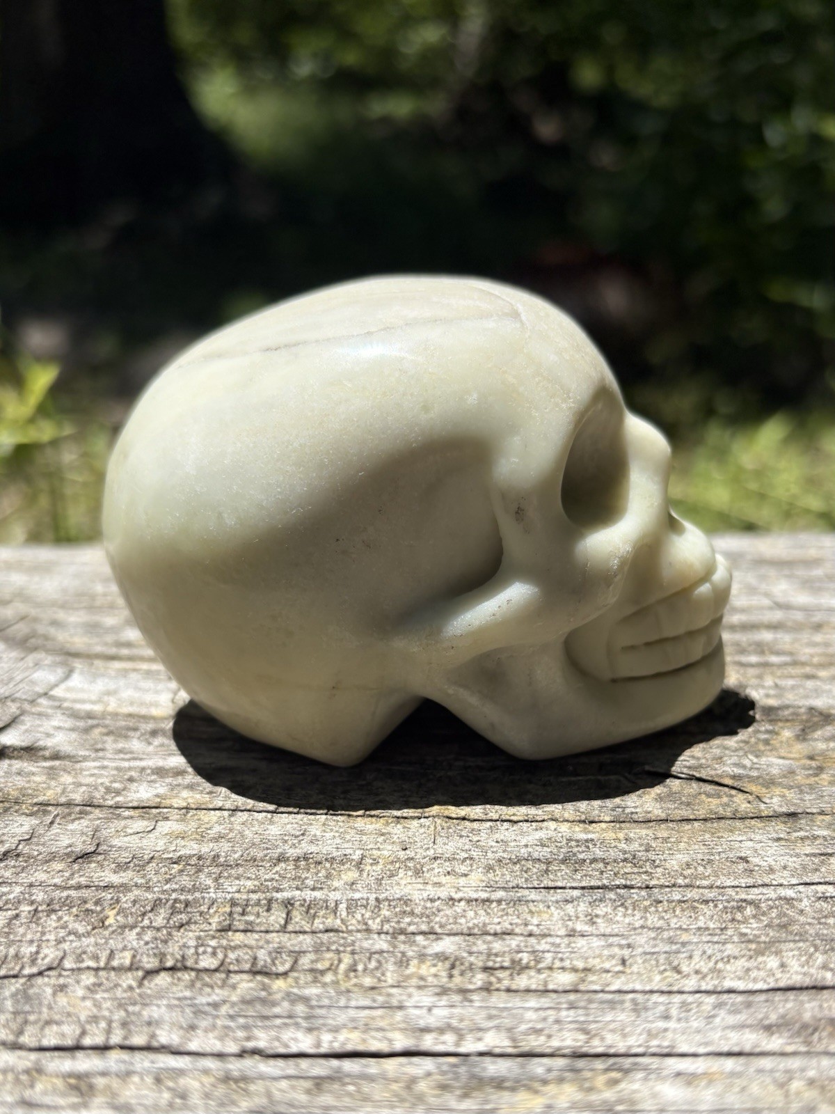 Large Carved Crystal Skull- Natural 3.4” Pale Yellow White Calcite Skull Carving