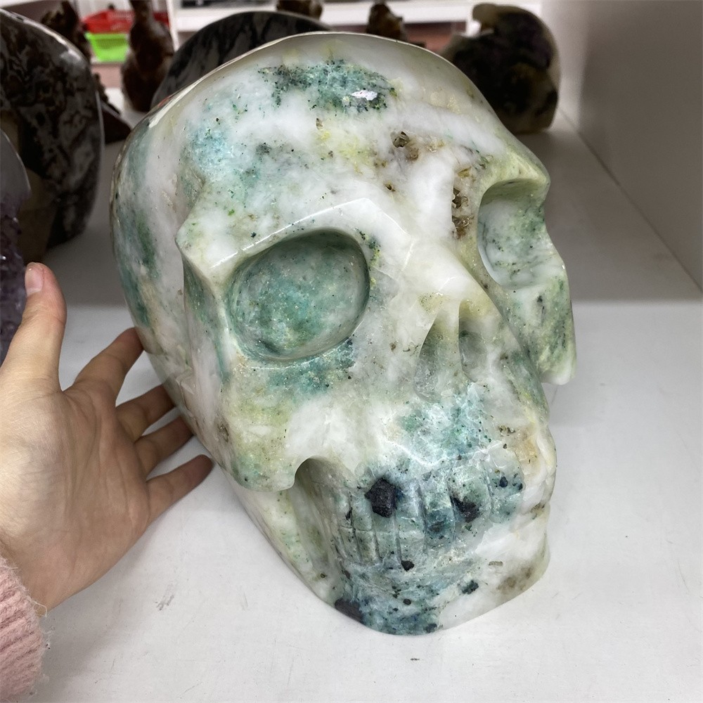 Customized Random1pc 24.9LB 8.4″ Large Phoenix Stobe/Chrysocolla Skull Crystal