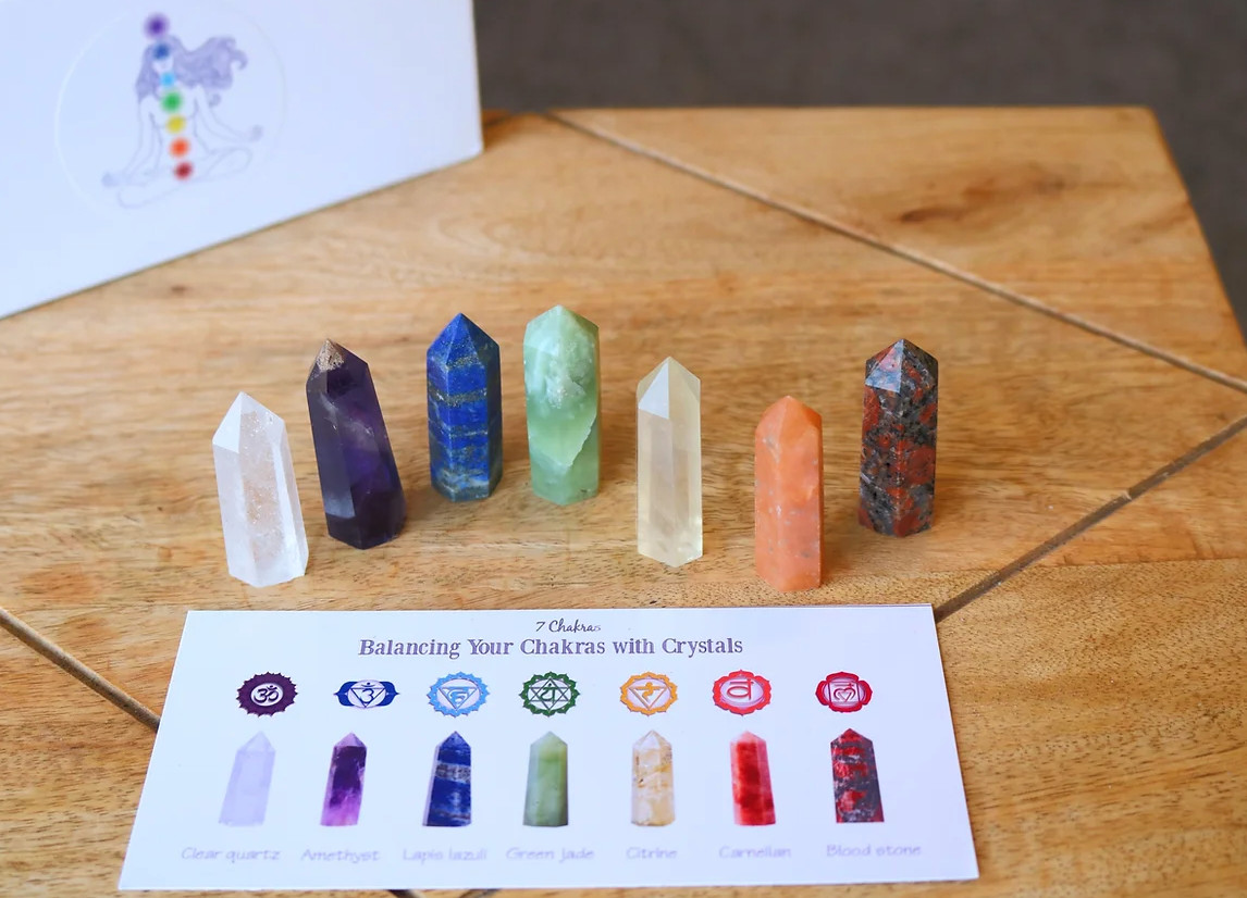 7 Chakra Crystals Set Chakras Gift Crystal Tower Kit Obelisk Healing Point Wand