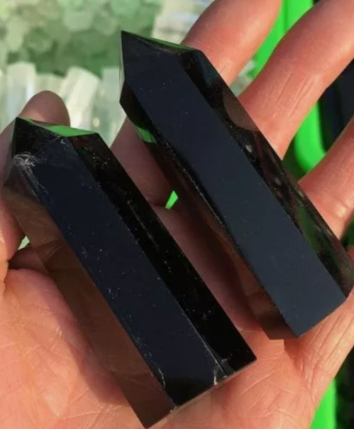 Natural Black Obsidian Tower Point Healing Home Decor Art Display Crystal Gifts