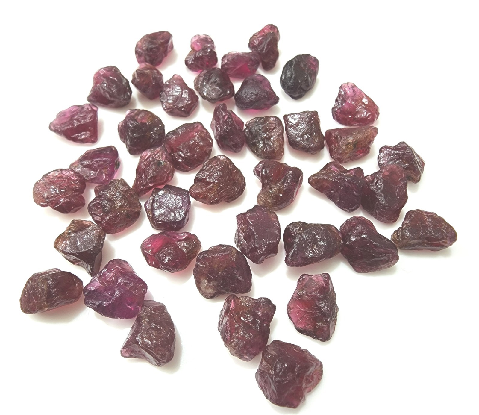 41pcs Pieces Pink Garnet Rough Stones 8-10mm Natural Uncut Lot of Gemstone
