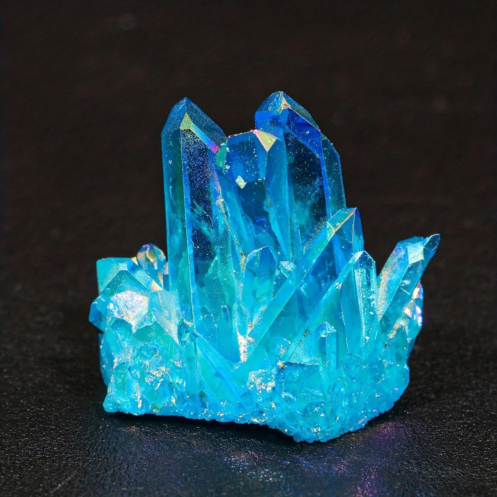 Titanium Aura Blue Crystal Rainbow Healing Cluster Geode Mineral Specimen