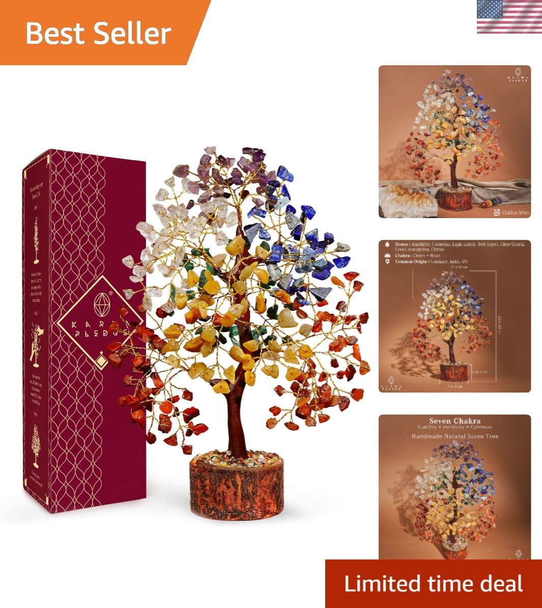 9.5-Inch Chakra Tree of Life – Exquisite Bonsai for Home Office Decoration