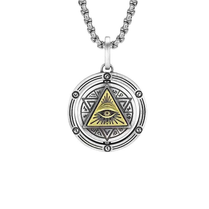 Men’s Fashion Jewelry Silver God’s eye Rotatable Pendant Necklace Gift 1PC