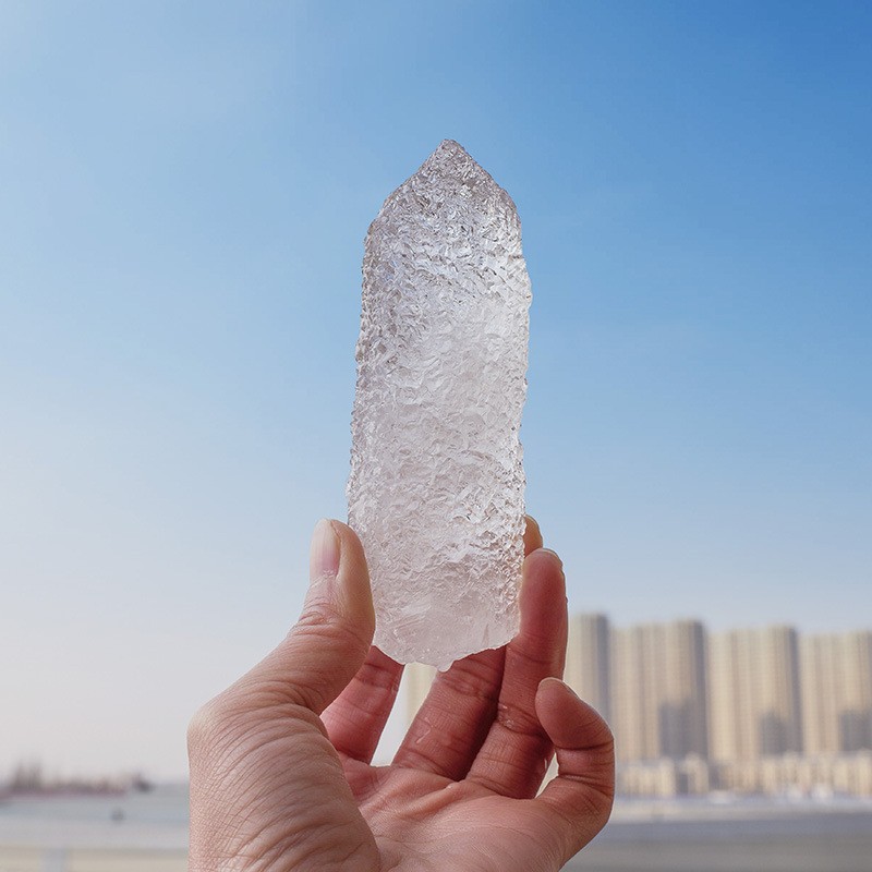 Natural White Crystal Column Buddha Top Rough Stone Energy Stone Buddha Top Nirv
