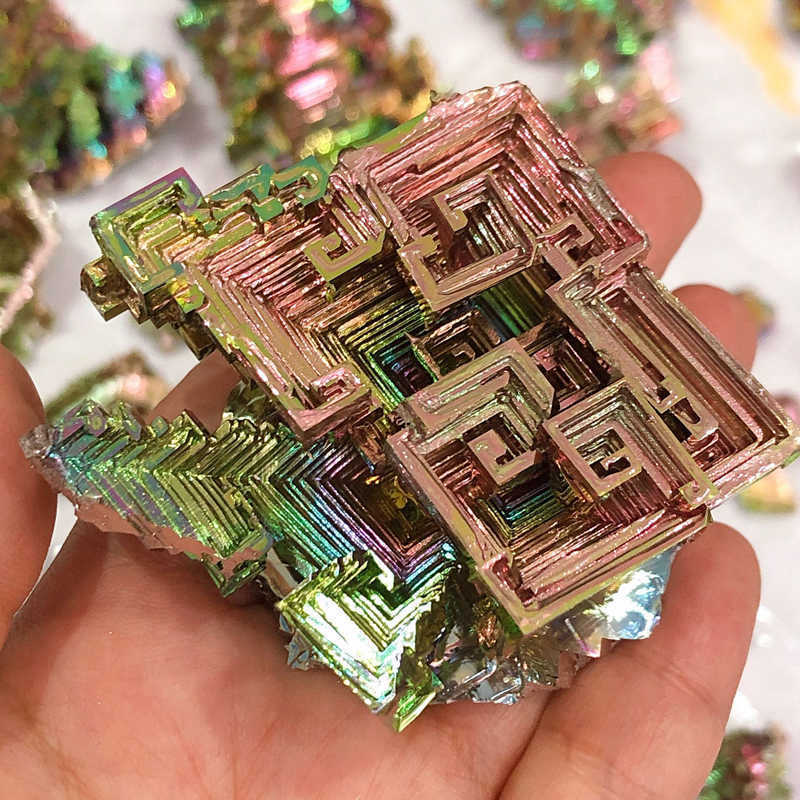 Natural Rainbow Aura Titanium Bismuth Mineral Stone Crystal Cluster Specimens