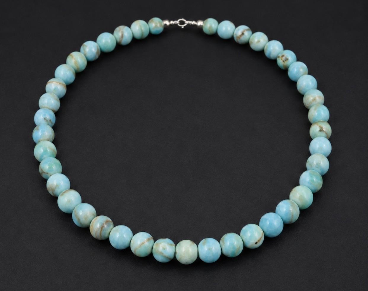 Blue Aragonite Necklace Polished Natural Crystal Beaded Jewelry Handmade AAA