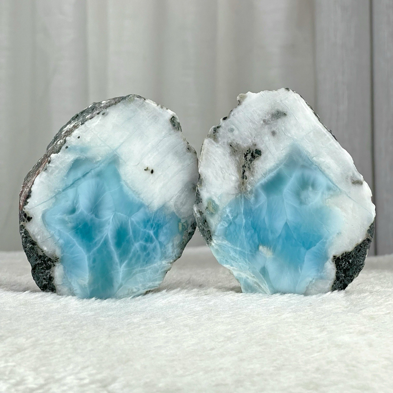 Blue Larimar 501g, Large Semi-Polished Split Whole Stone, Dominican Gemstone
