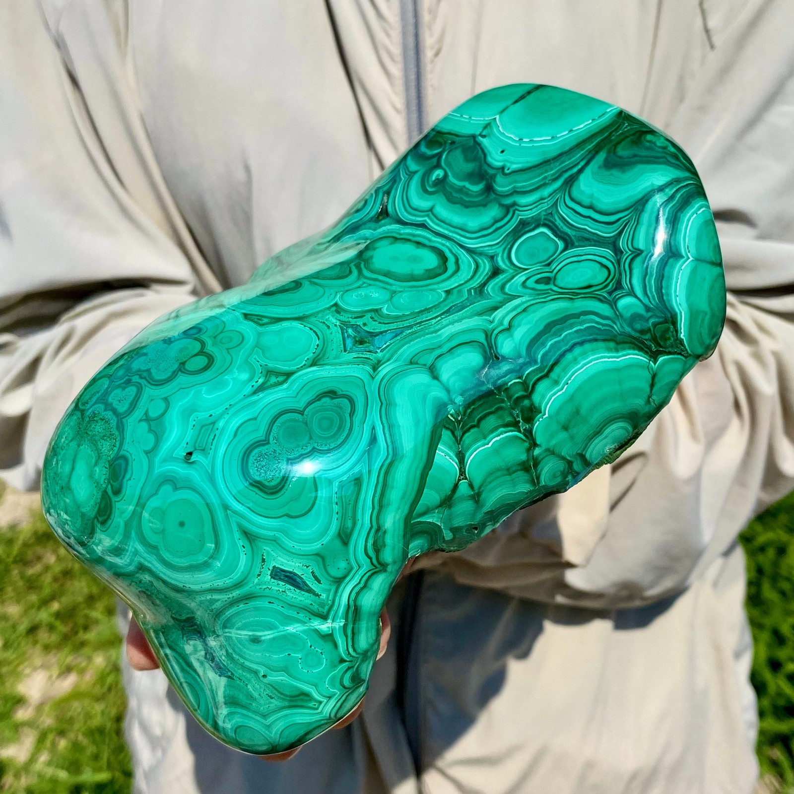 6.28LB Natural glossy Malachite transparent cluster rough mineral sample