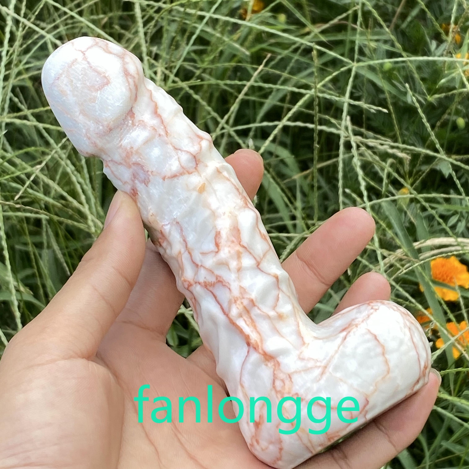 6″ Wholesale Natural Red network stone male penis Carved Figurines Reiki 1pc