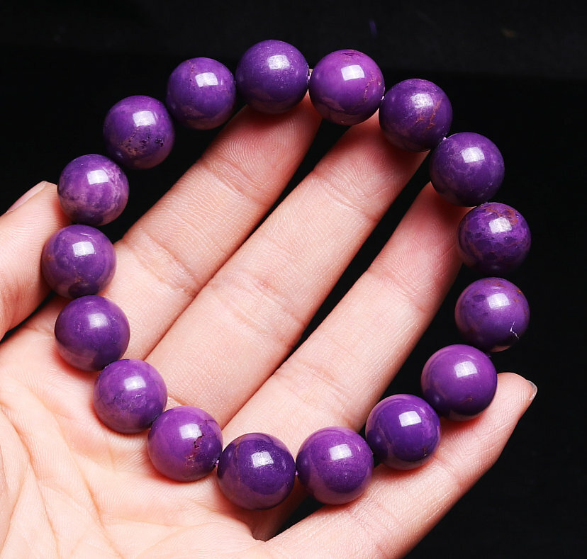 12mm Natural Phosphosiderite Purple Gemstone Round Beads Bracelet AAA 0151