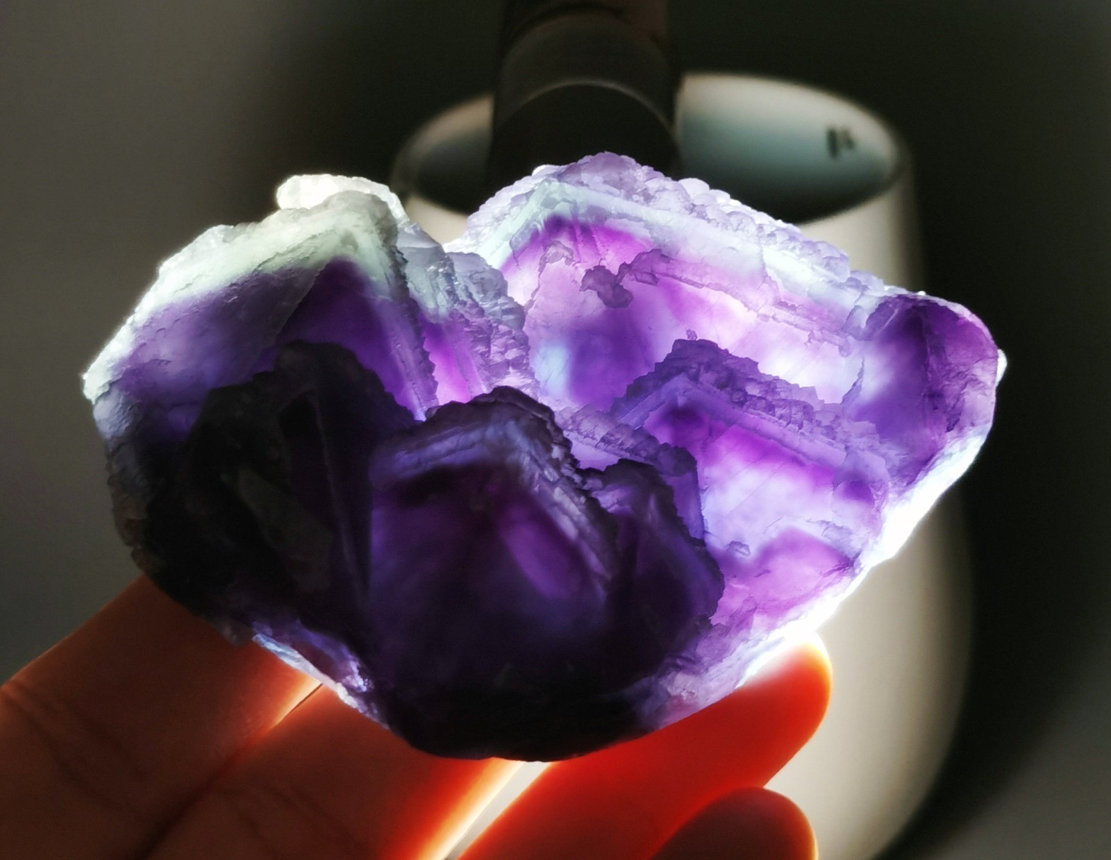 Rare Natural Purple Green Octagonal Fluorite Mineral Specimen China