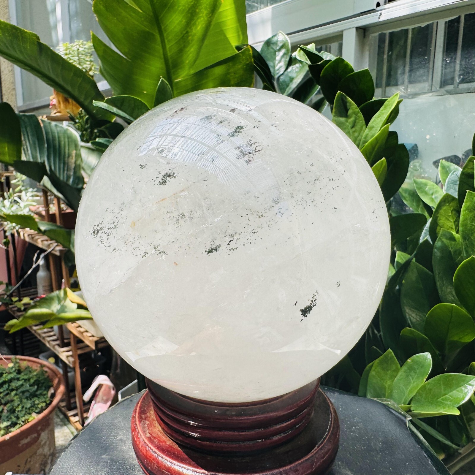 11.52LB Rare Natural Green Ghost phantom quart ball carved crystal sphere reiki