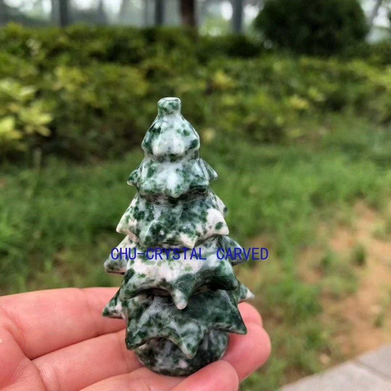 ‌Natural Crystal Christmas Tree Handmade Quartz Carving Holiday Gift for Family‌