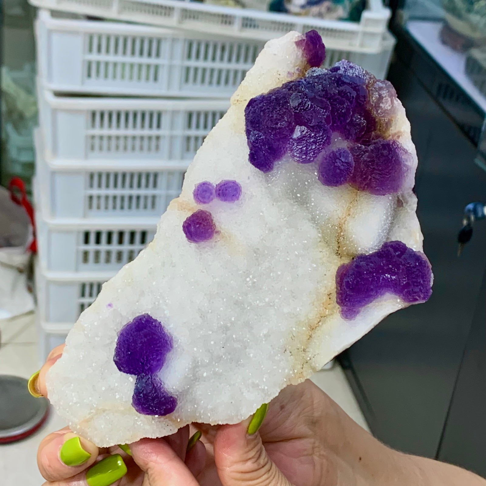 1.68LB Natural Purple fluorite spherical mineral crystal sample/Chengde, Hebei