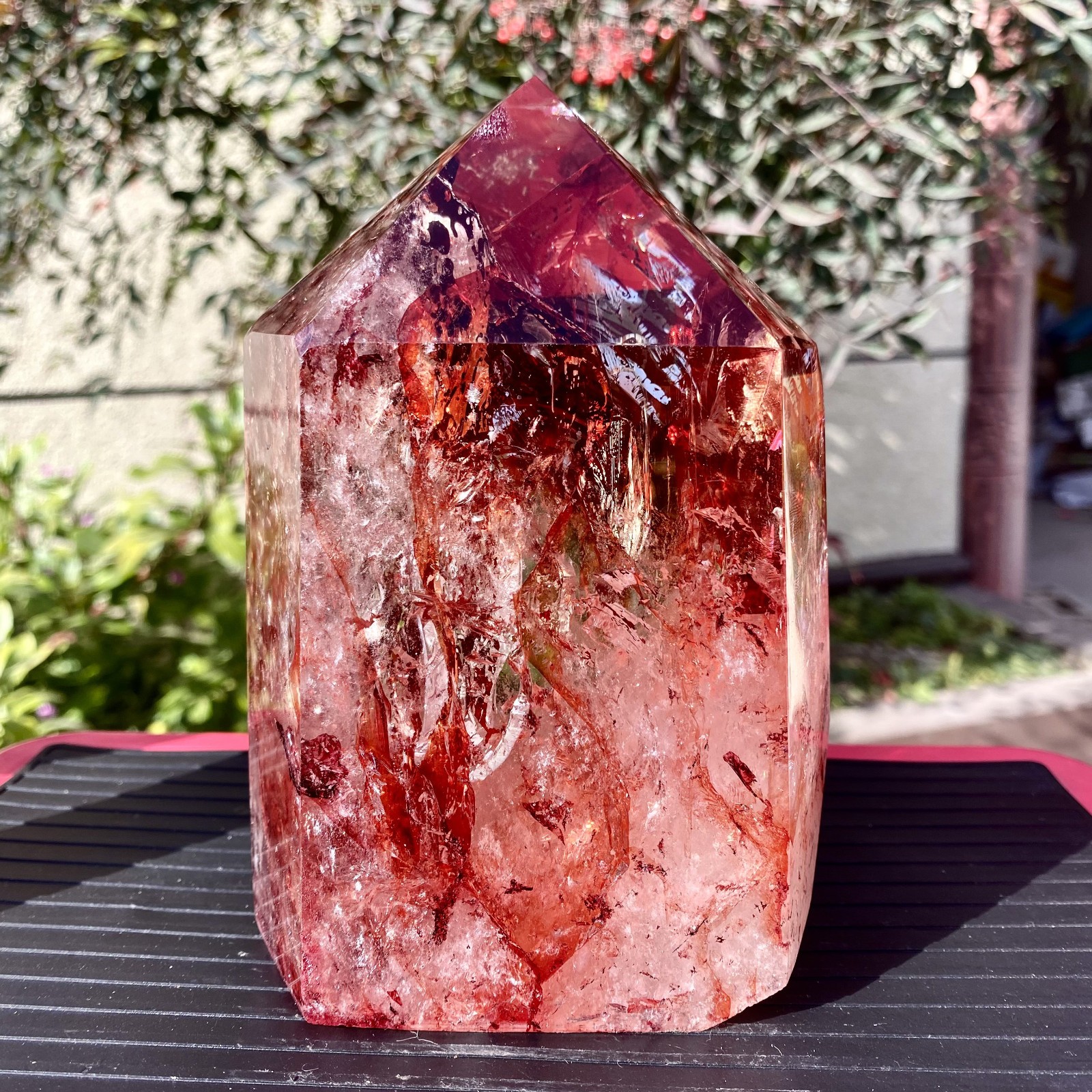 3.92LB Natural Crystal Red Ghost Quartz Mine Crystal Tower Decoration-