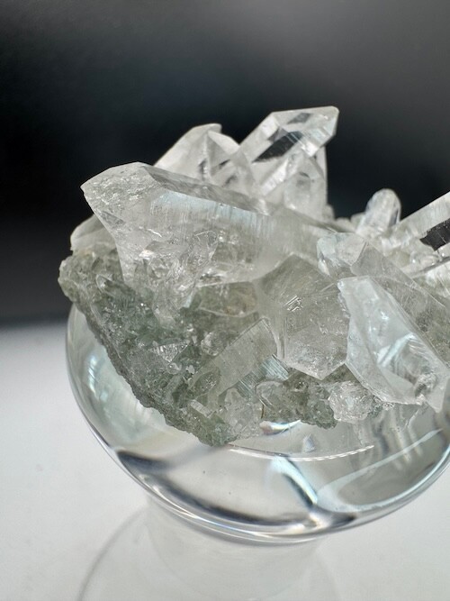 4876 Himalayan Quartz Cluster with Excellent Clarity and Points, w/ Chlorite 31g