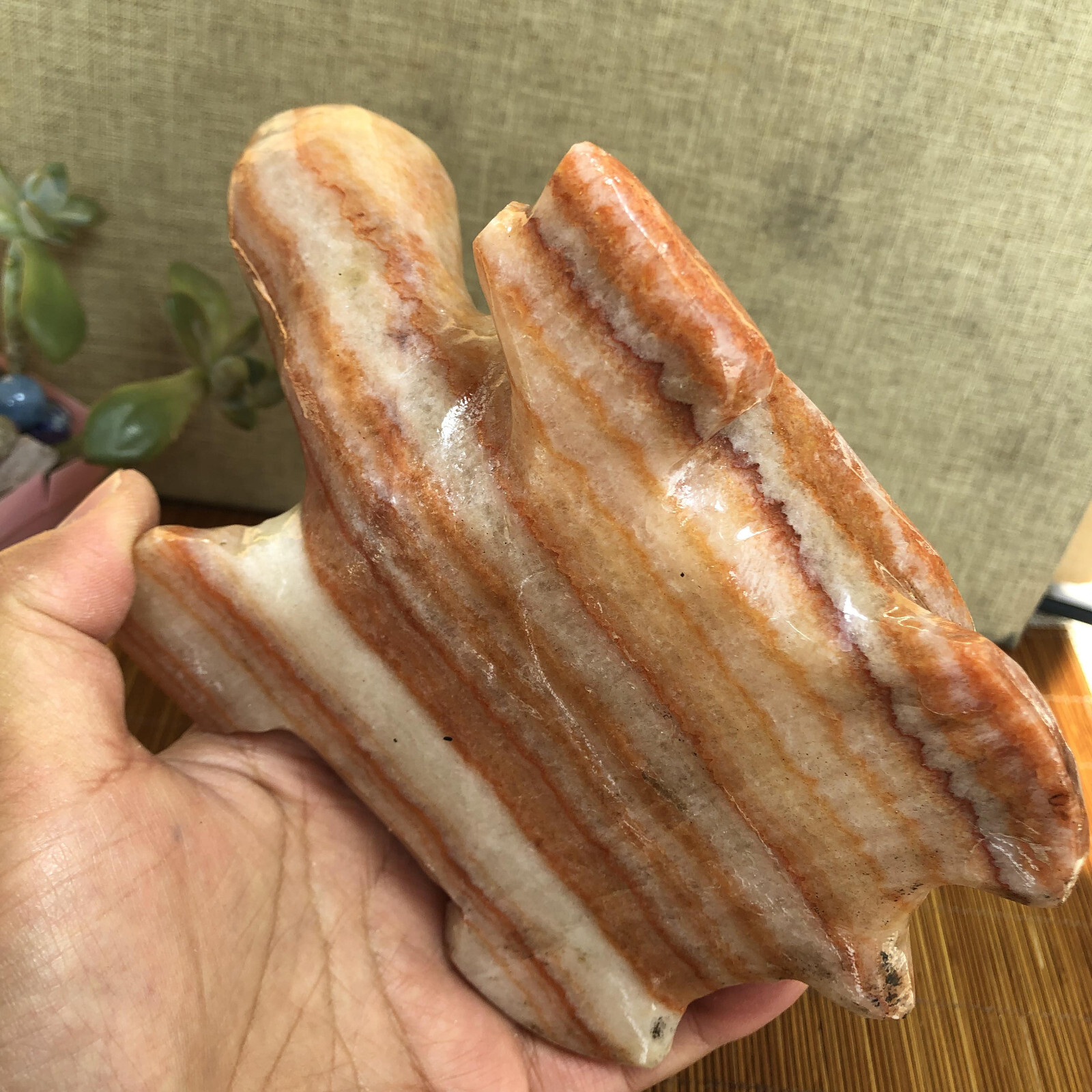 1.1kg Rare Natural Meat Pork Stone hand Carving Turtle specimen 155mm g5110