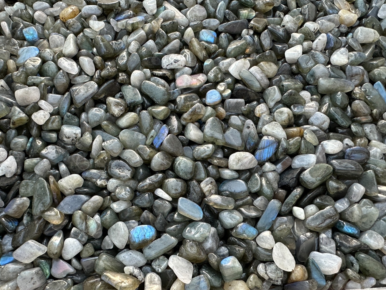 Grade A++ Blue Labradorite Semi Tumbled Gemstone Chips 5- 15mm, Wholesale Lots