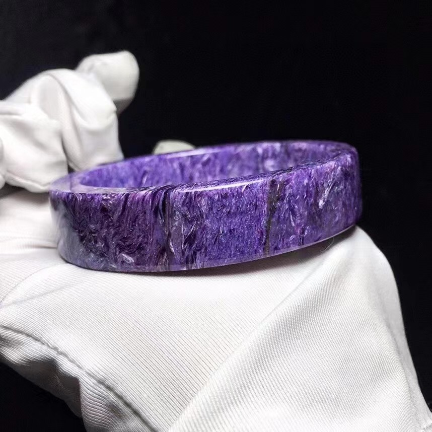 Genuine Natural Purple Charoite Gemstone Crystal Woman Fashion Bangle 51mm AAAA