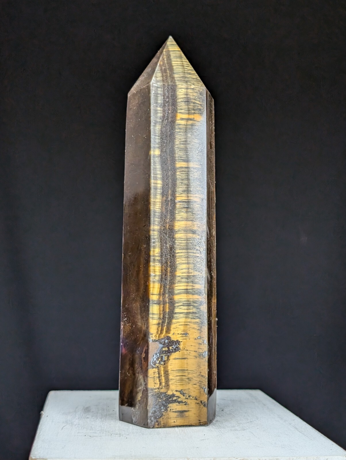 Tiger Eye Tower Crystal Gemstone Large Big Tall Point Chakra