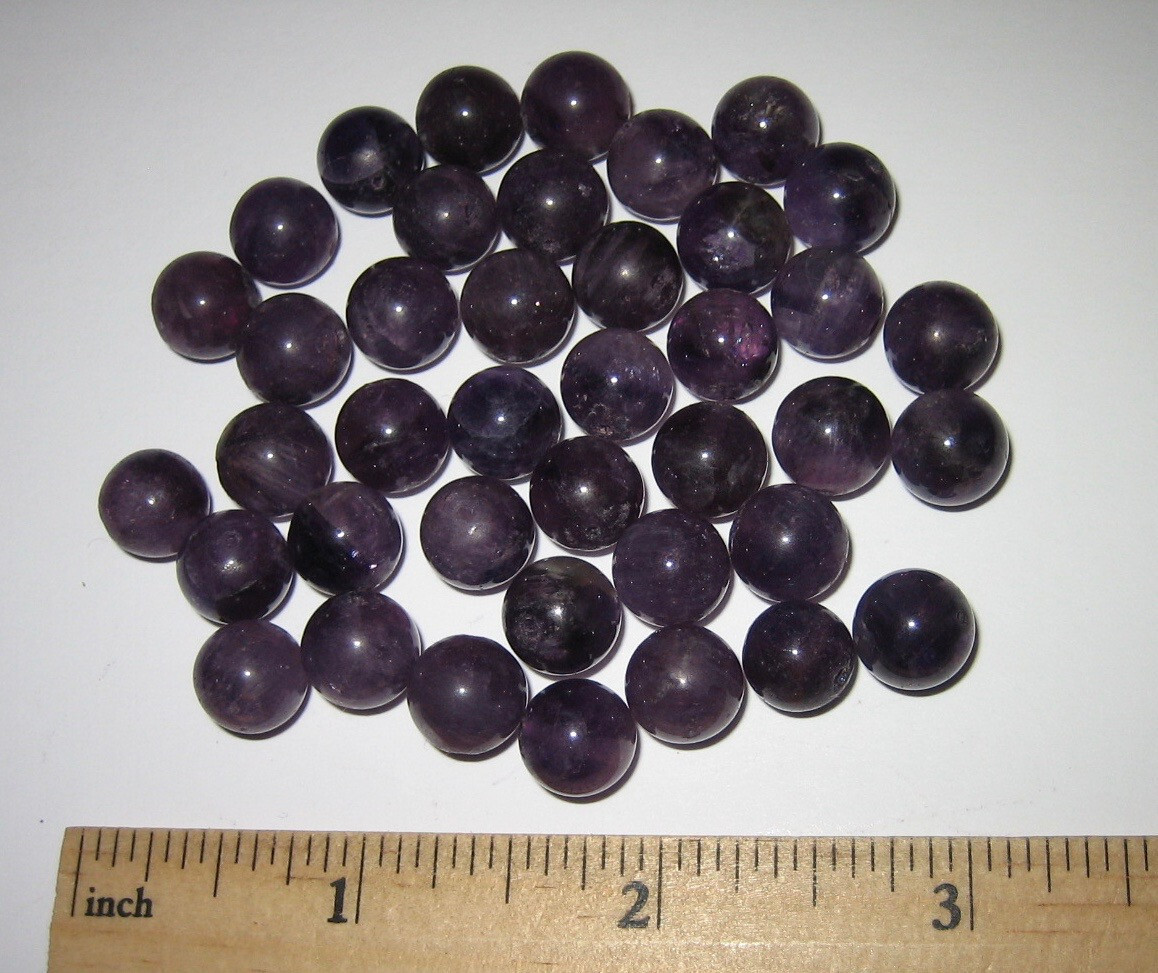 40 POLISHED 10mm ROUND AMETHYST CRYSTAL STONE MINERAL DRILLED BEADS 54.6grams *7