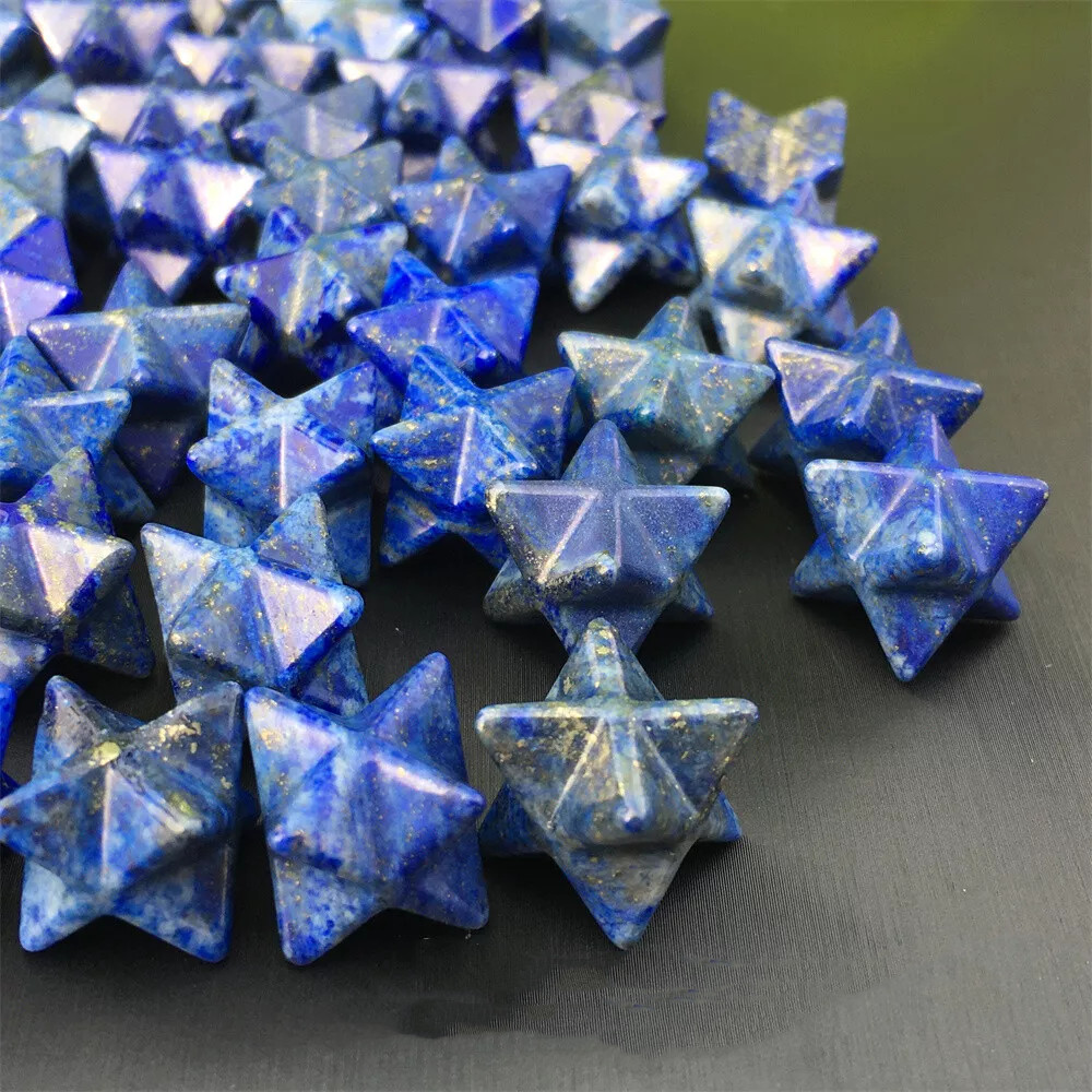 10pcs Natural Lapis lazuli Merkaba Star quartz carved mini crystal Skull Healing