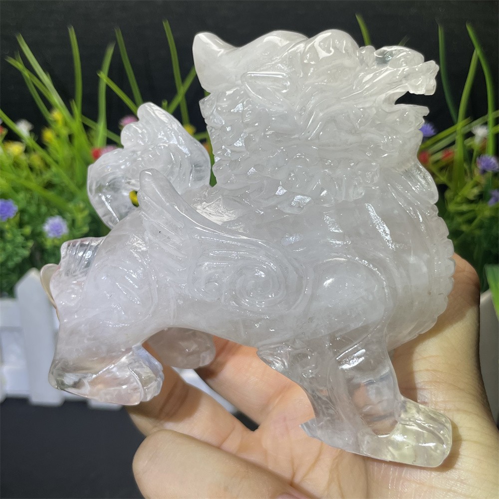 1.1LB 3.9″ Natural A++Clear Quartz Qilin Crystal Quartz Reiki Gift Mineral Decor