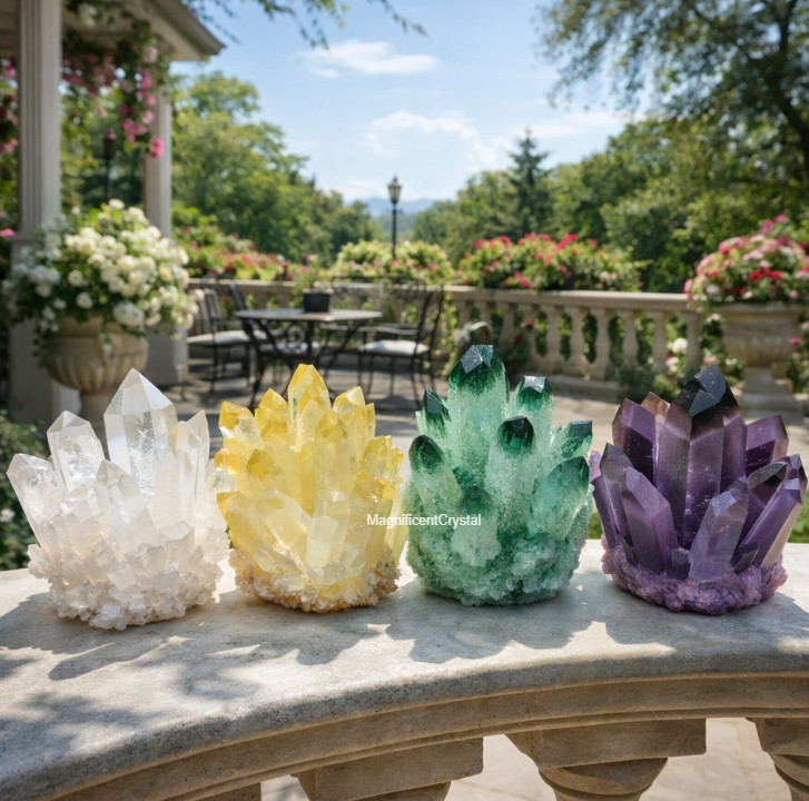 4PCS Raw Rough Crystal Geode Cluster Set High Quality Natural Charka Home Decor