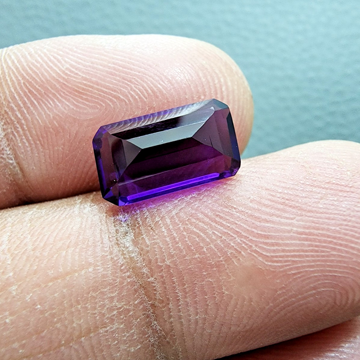 Glowing Purple Amethyst 3.80 Ct Emerald Cut Lab-Created Loose Gemstone Ring