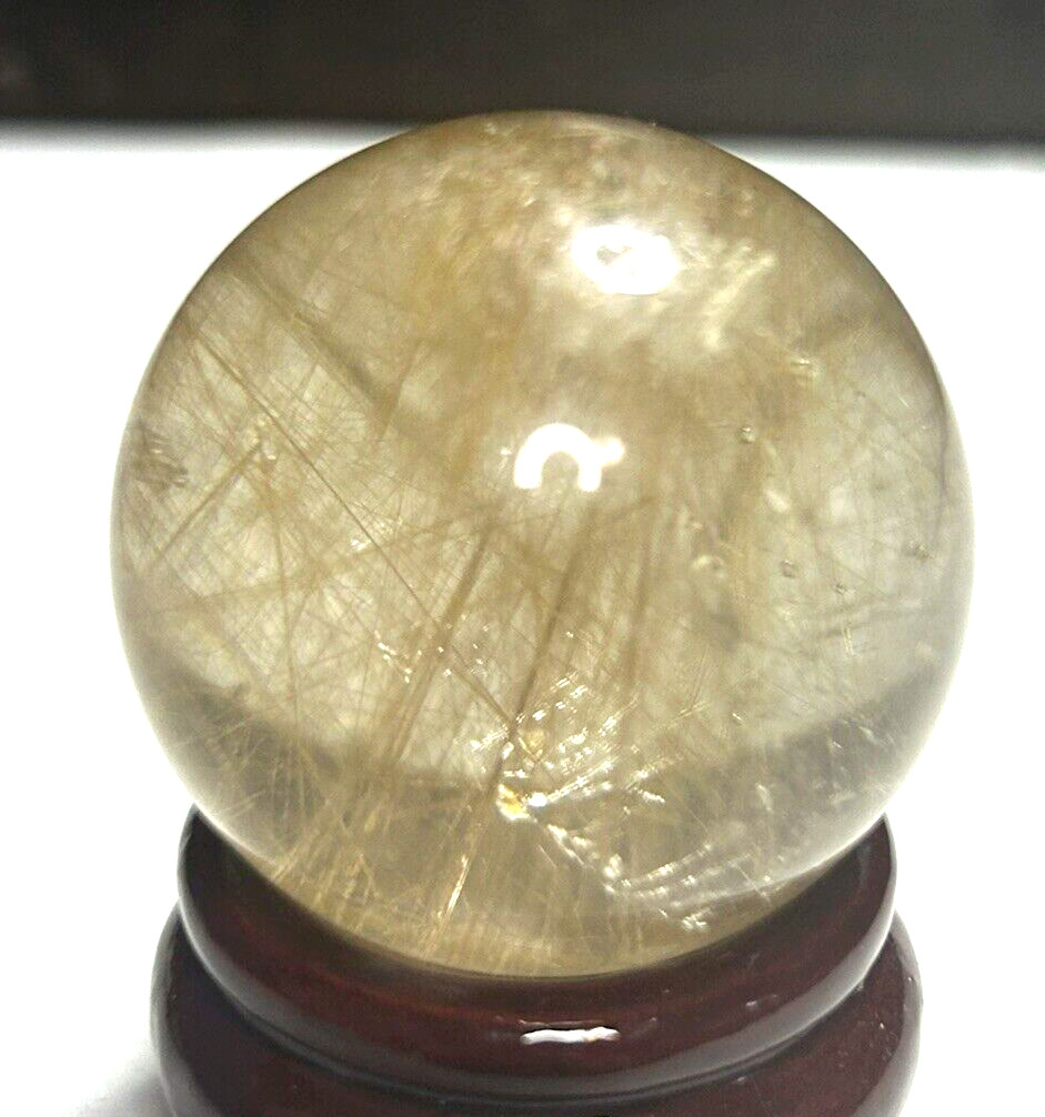 Clear Quartz Sphere With Gold Hair Rutile 106g/42.4mm