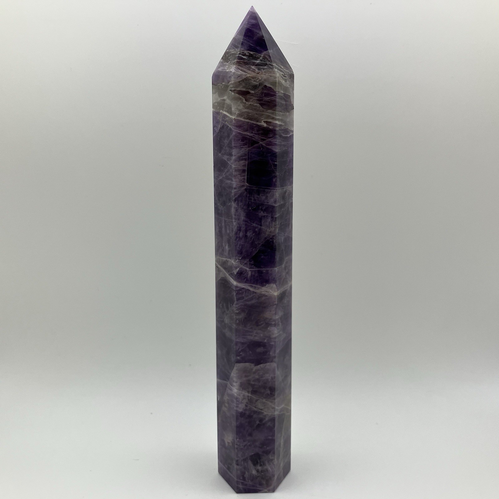 181mm XL .53 LB Brazil Amethyst Quartz Crystal Tower Gemstone Pillar Point, 240g