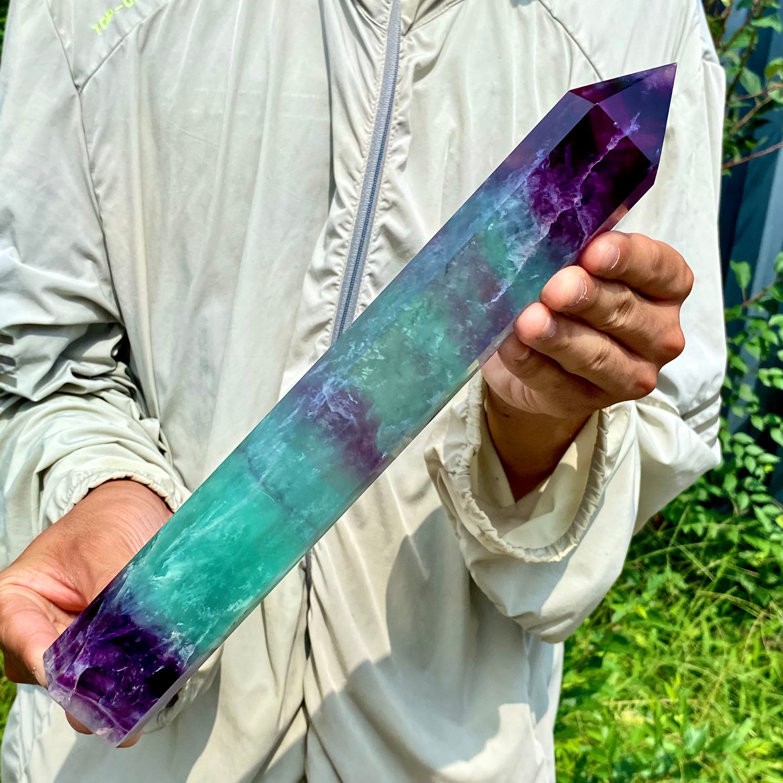 2.86LB Natural Fluorite Crystal Column Magic Wand Obelisk Point Earth Healing