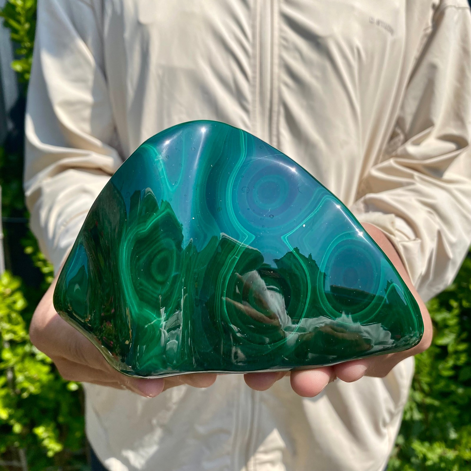 2.35LB Natural glossy Malachite transparent cluster rough mineral sample