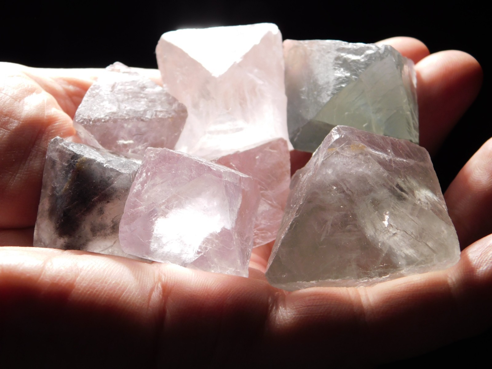Big Lot of EIGHT! Translucent Octahedron FLUORITE Crystals From China 341gr