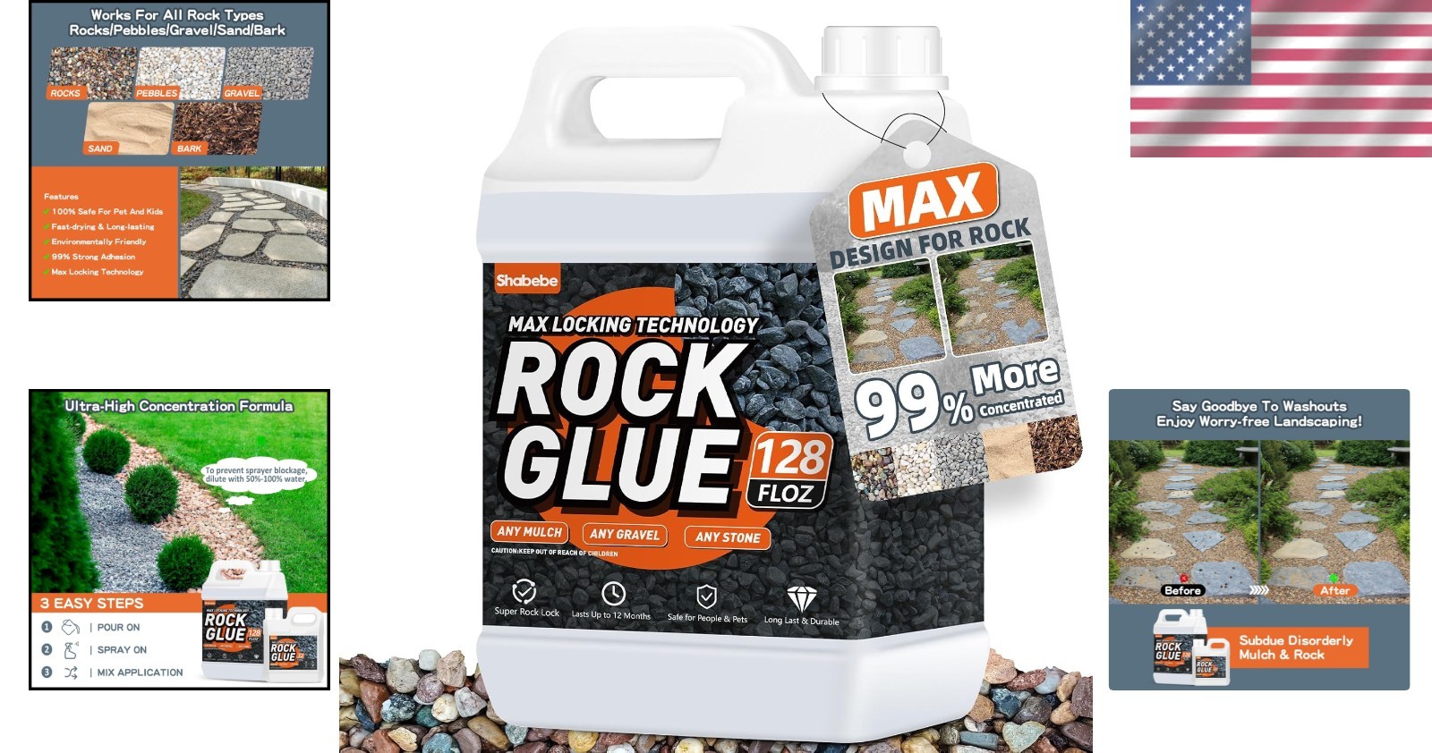 1 Gallon Non-Toxic Rock Glue for Landscaping – Long-Lasting and Clear Drying