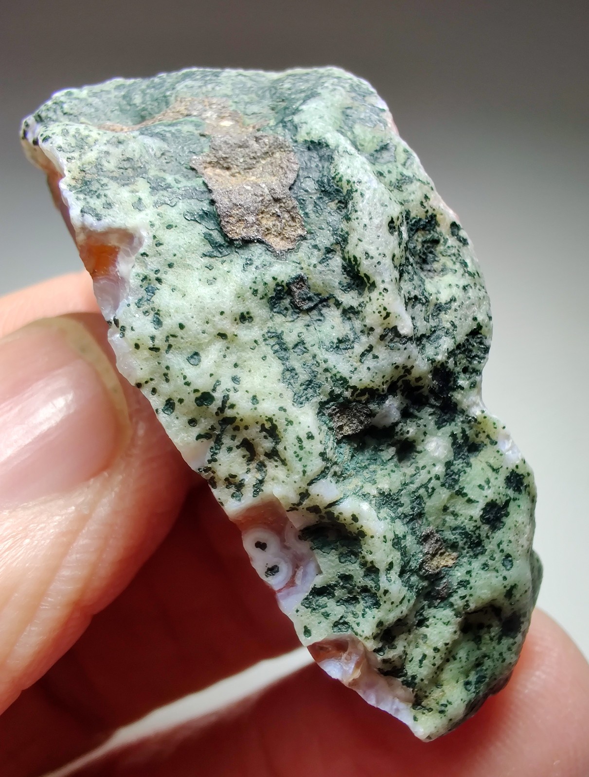 Agate, excellent orange and red banding. From Morooco. 26 grams.