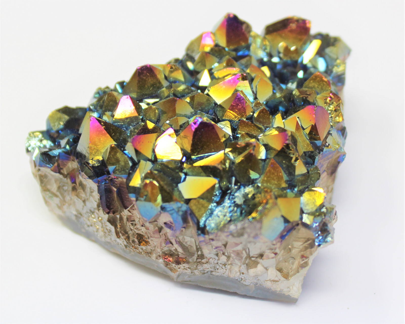 Rainbow Aura Amethyst Clusters: 5-6 Piece Box (Titanium Aura Amethyst Crystals)