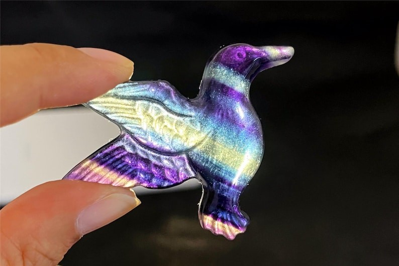 2.2” Natural Fluorite hummingbird carved reiki crystal Statue decor gift 1pc